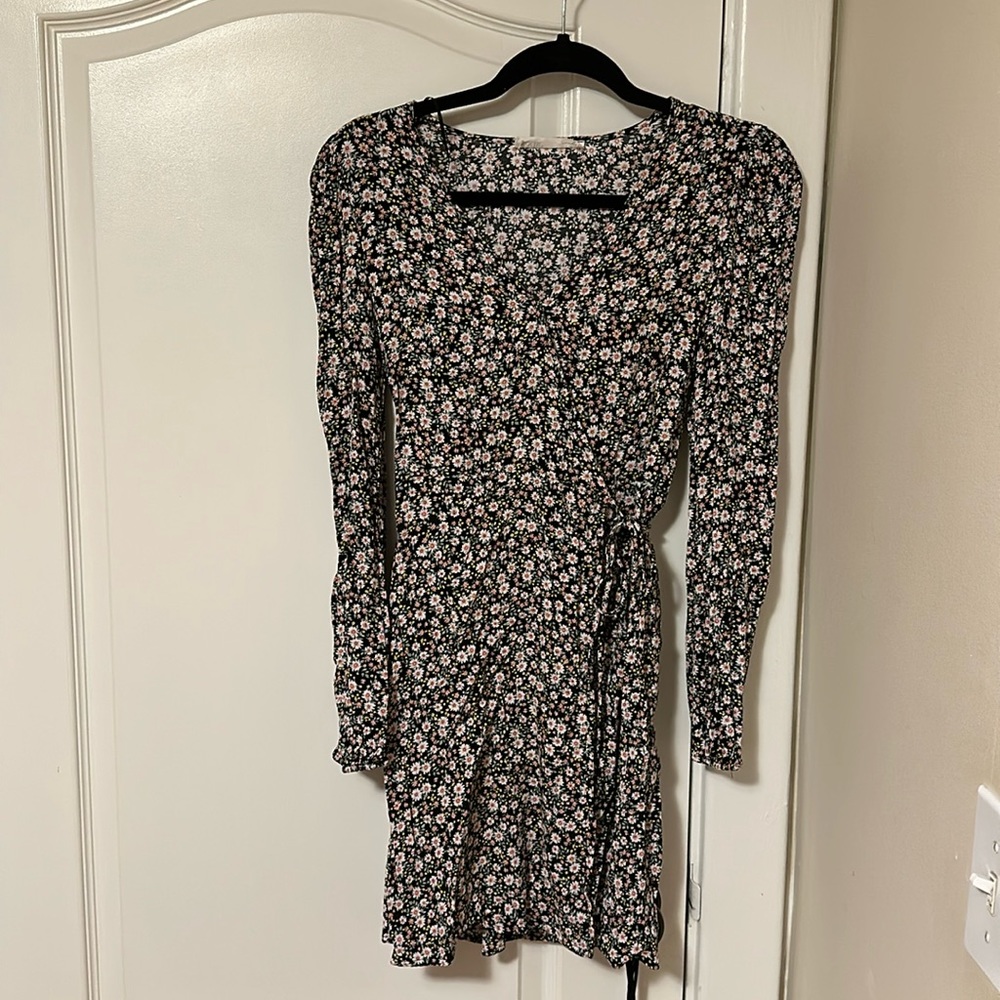 Floral wrap dress long sleeve